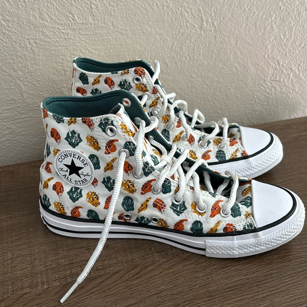 Converse Boys Hi-Top Dinosaur School Sneakers Shoes Kids Size 4.5